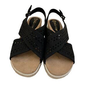 Bella Vita Black Wedge Sandals Women's Size 6.5 NWT